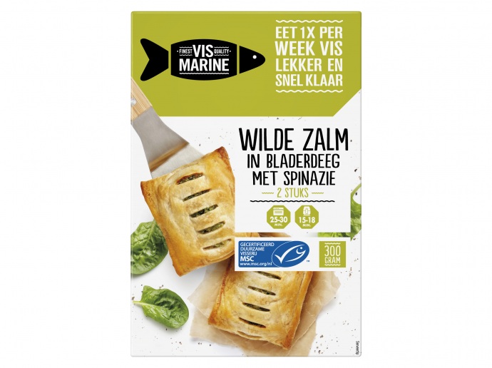 Wilde zalm bladerdeeg spinazie