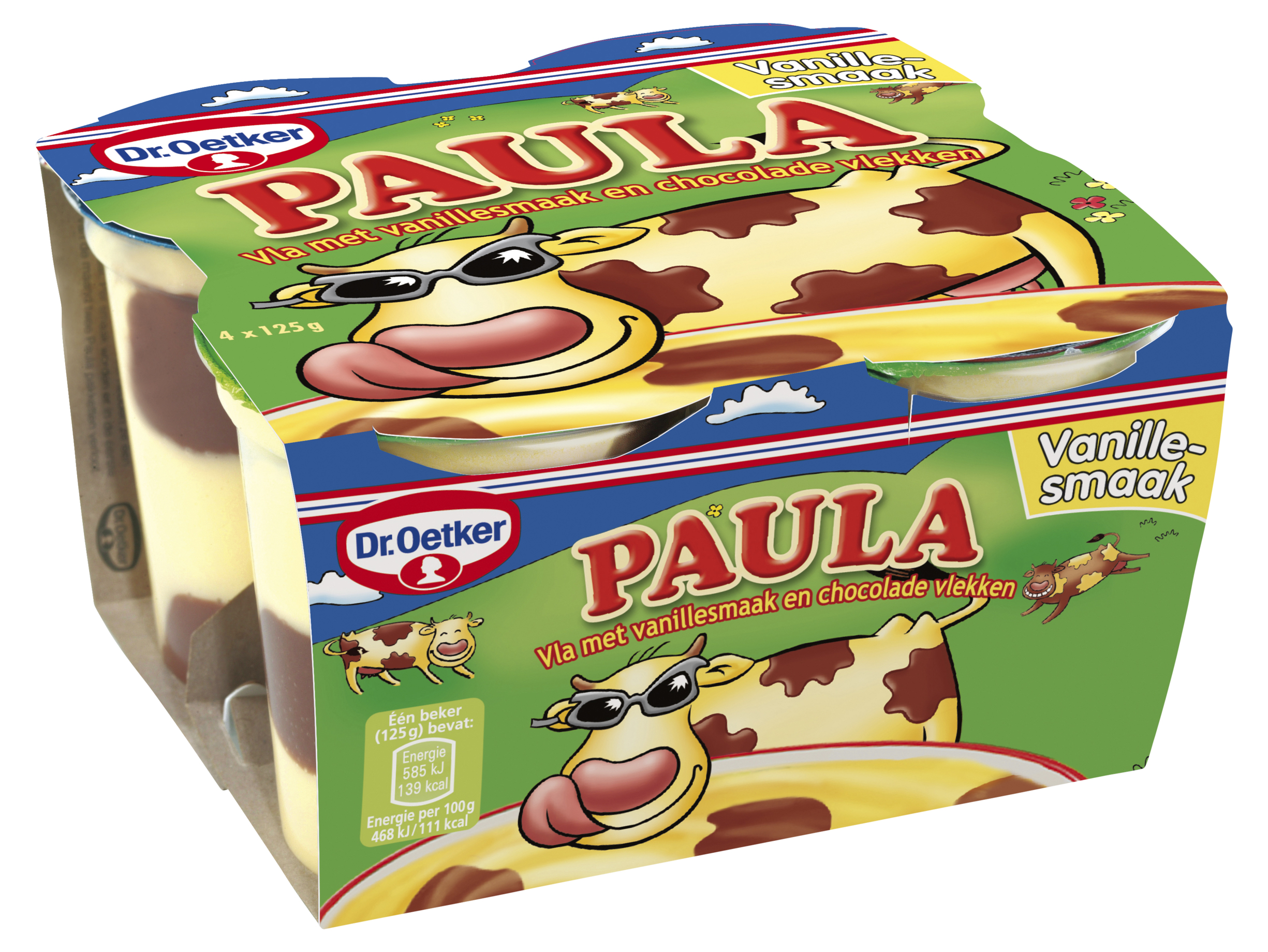 Paula vanillevla met chocoladevlekken