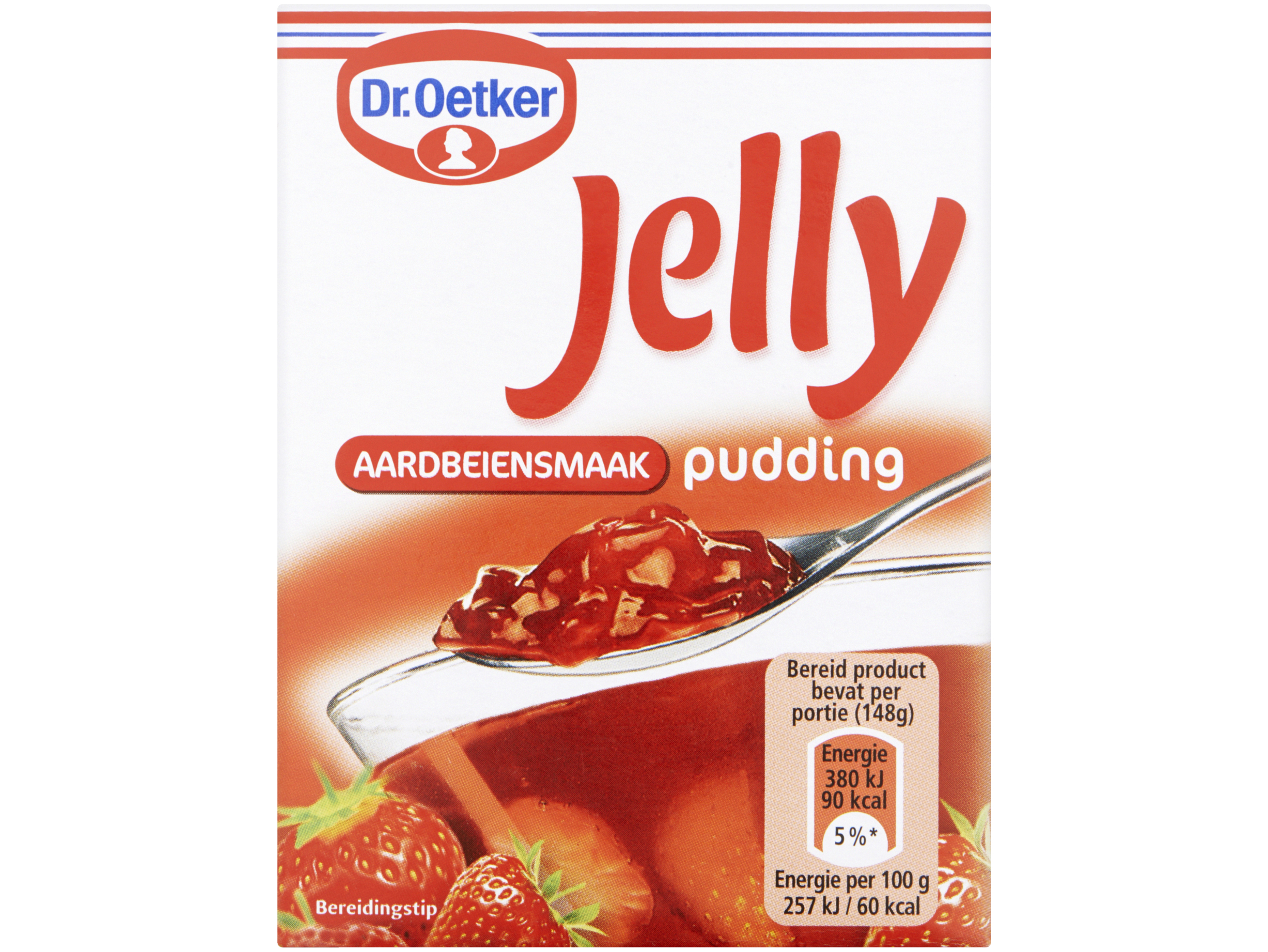 Jelly aardbeien pudding