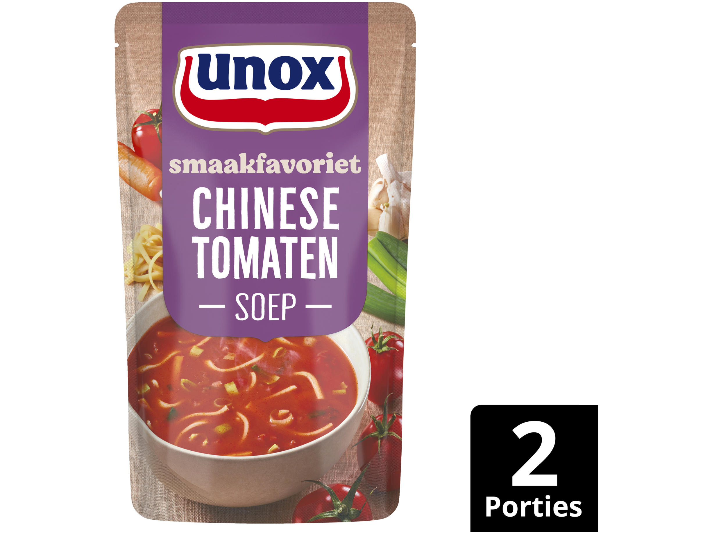 Soep in zak Chinese tomatensoep met lente-ui