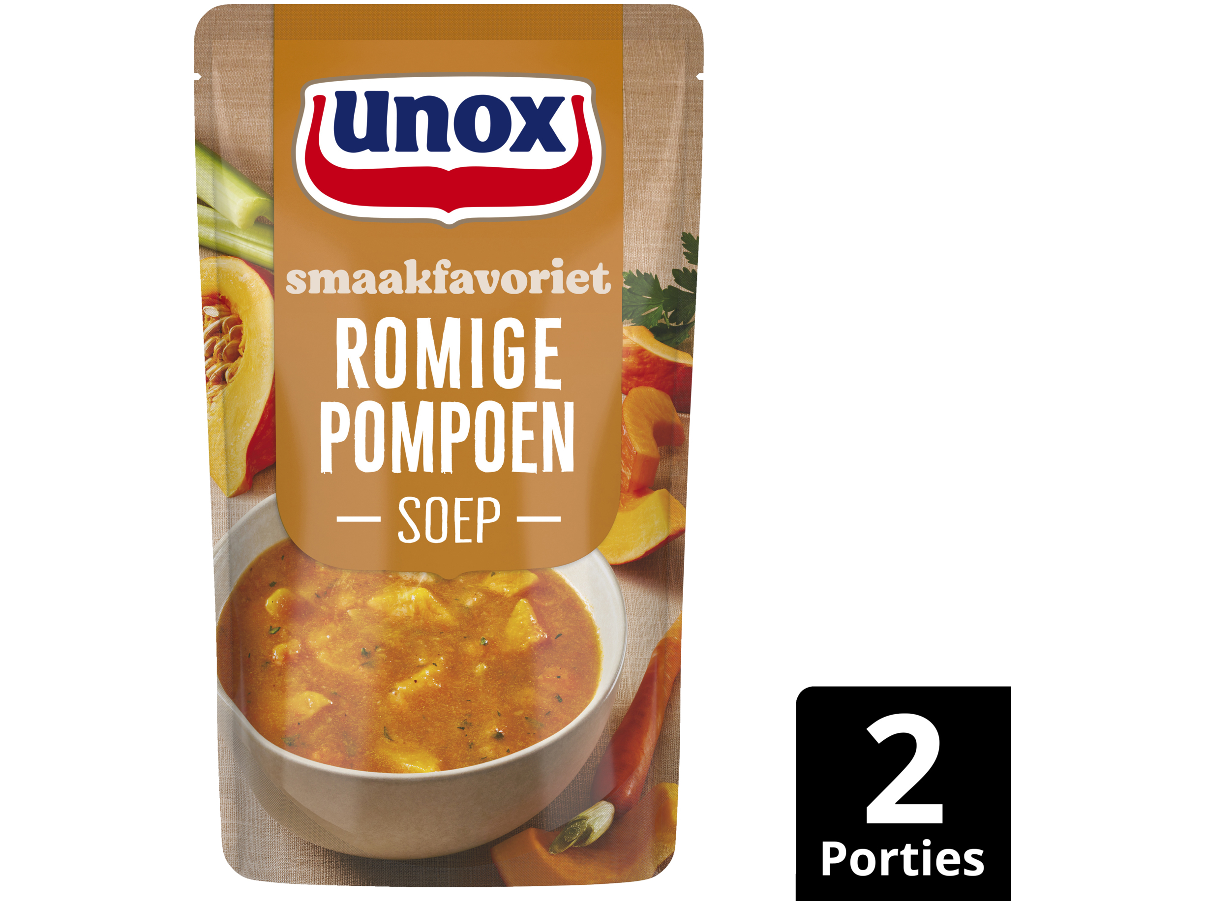 Soep in zak speciaal romige pompoensoep
