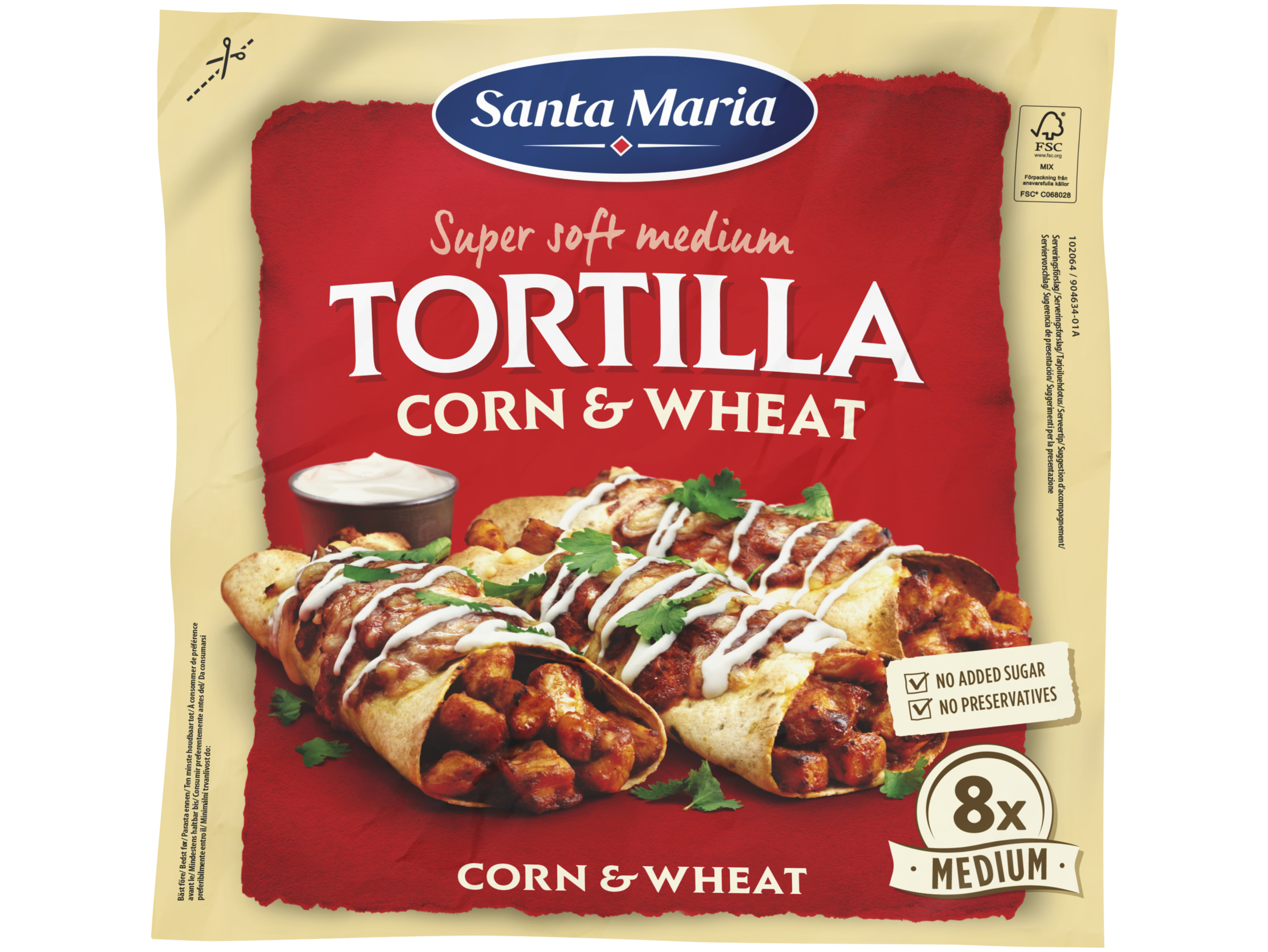 Tortilla wraps corn&wheat medium 8 stuks 336g