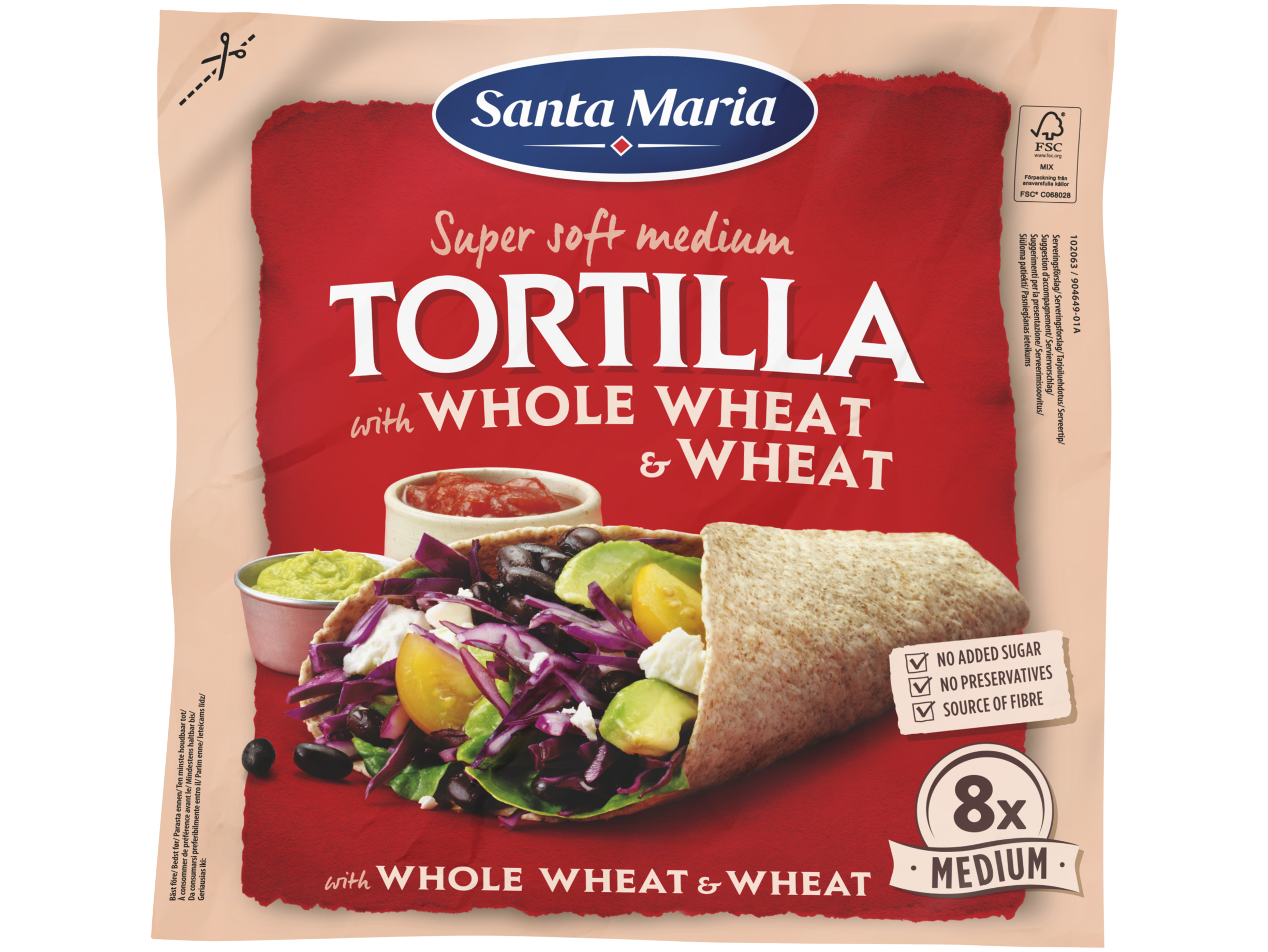 Tortilla wraps with whole wheat medium 8 stuks 320g