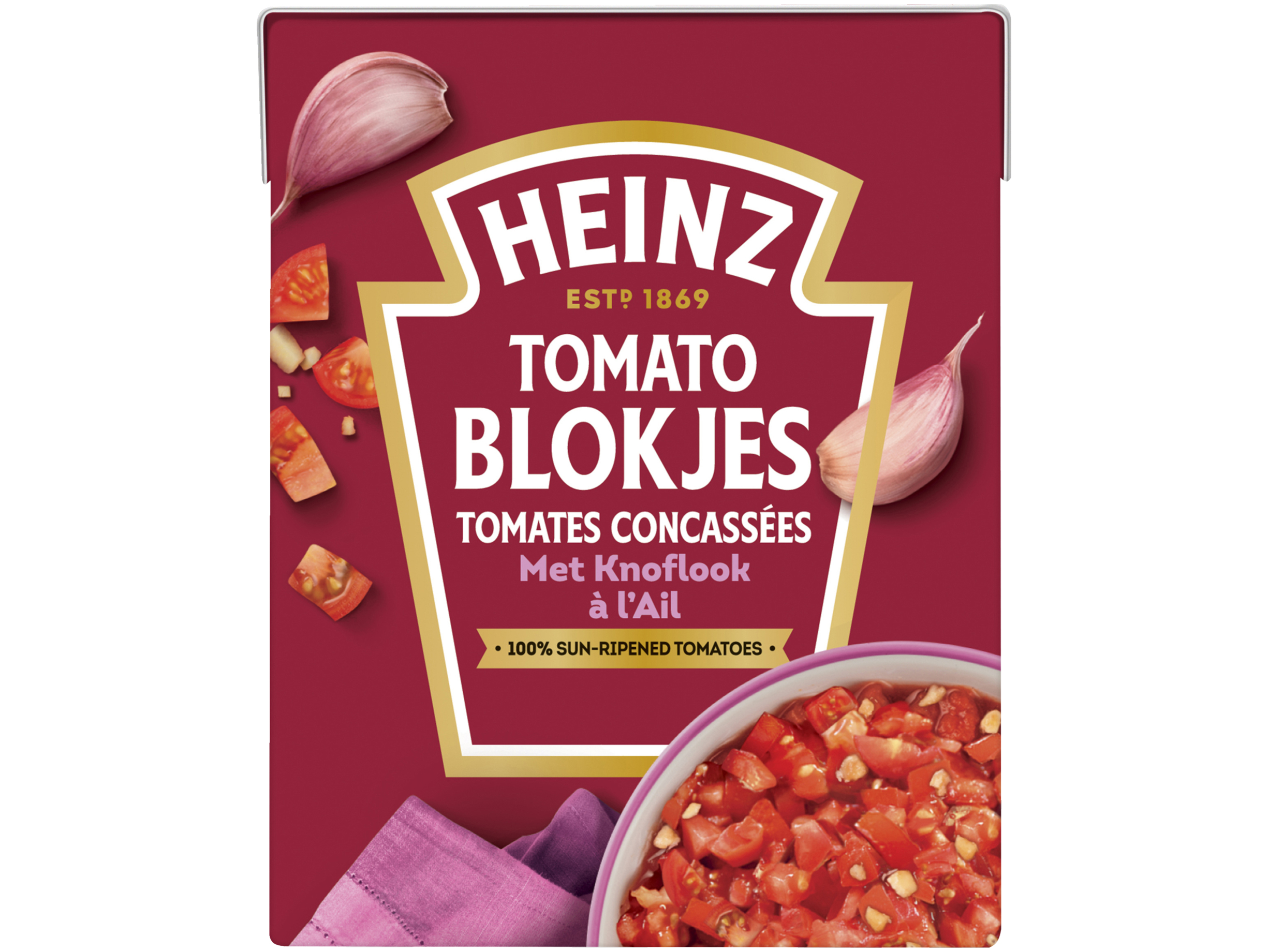 Tomato blokjes met knoflook