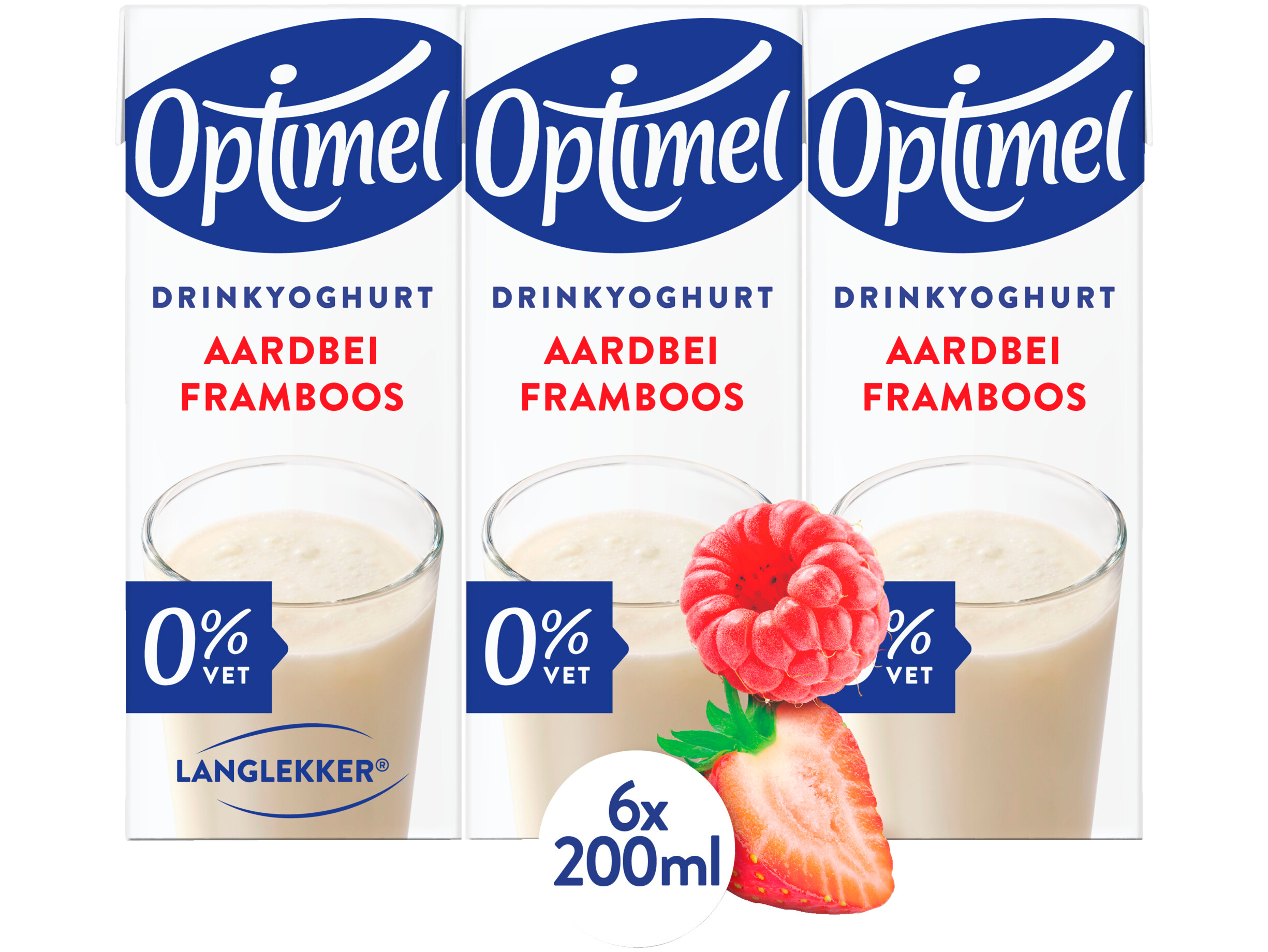 Langlekker Drinkyoghurt aardbei framboos 0% vet