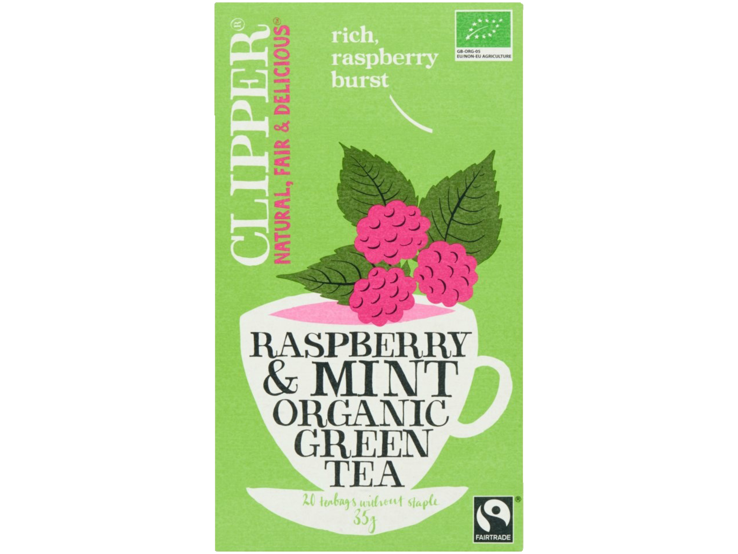 Organic green tea rasberry