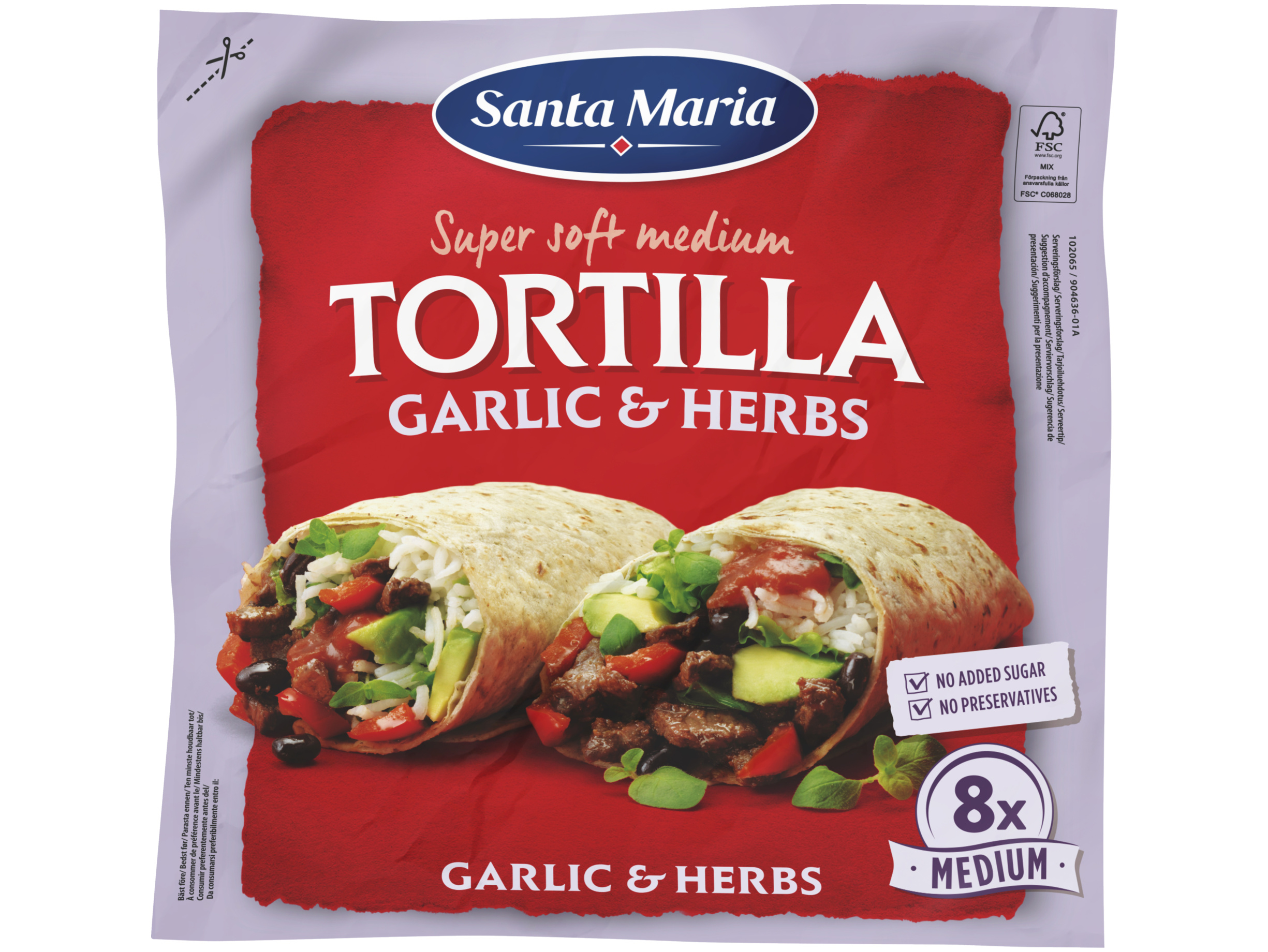Tortilla wraps garlic&herbs medium 8 stuks 320g
