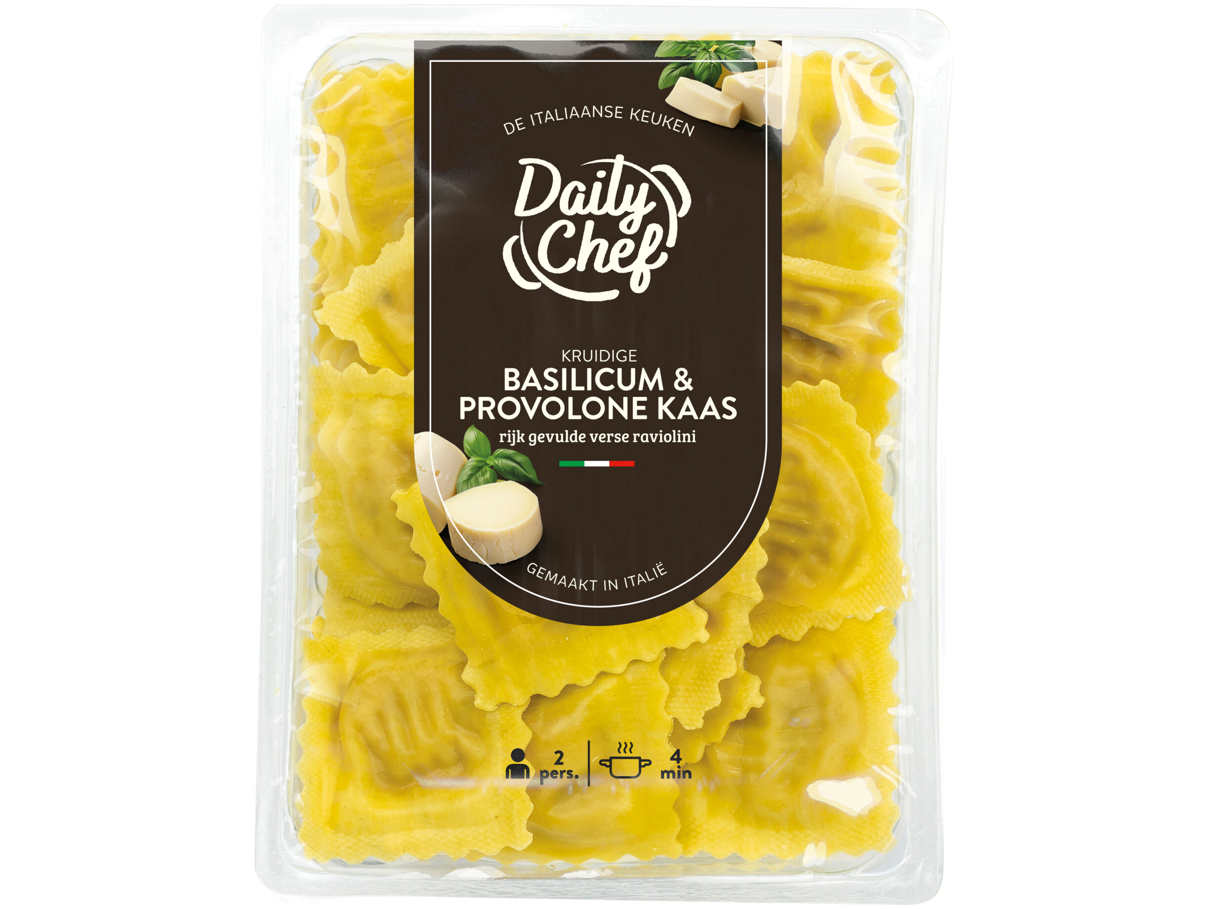 Raviolini basilicum provolone
