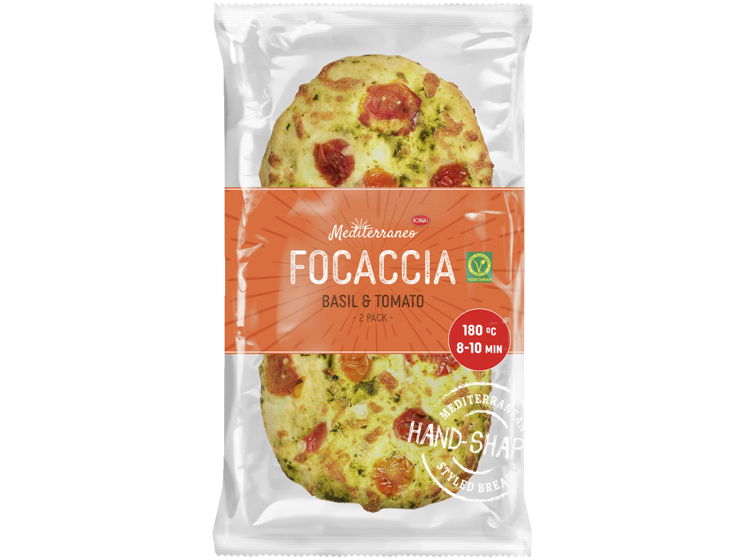 Focaccia basilicum tomaat