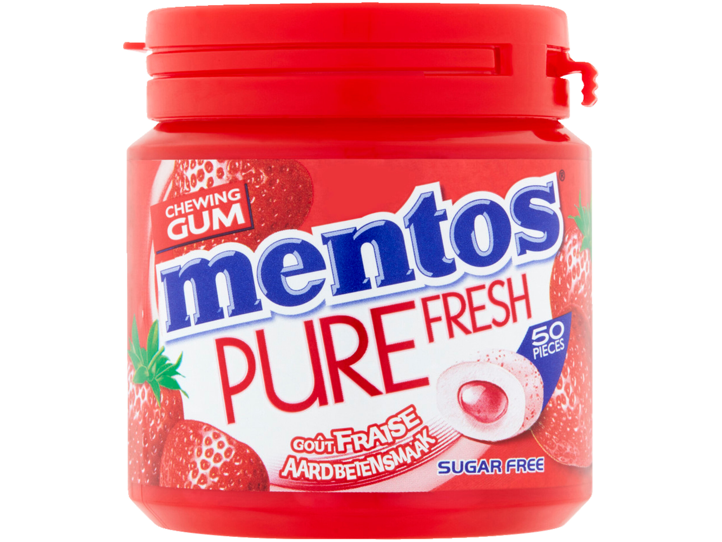 Pure Fresh Strawberry Aardbei Kauwgom fruit Suikervrij Pot