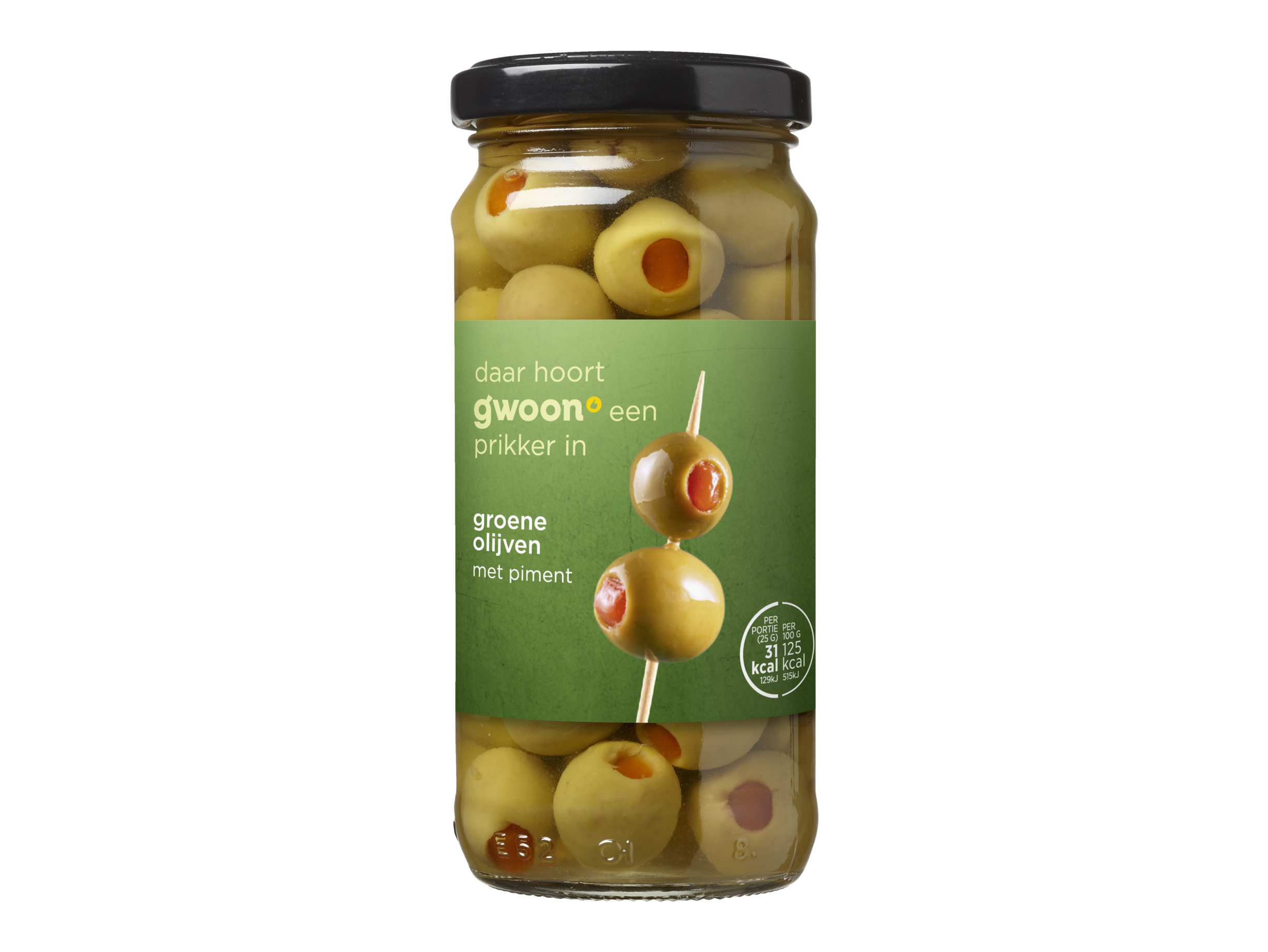 Groene olijven met piment