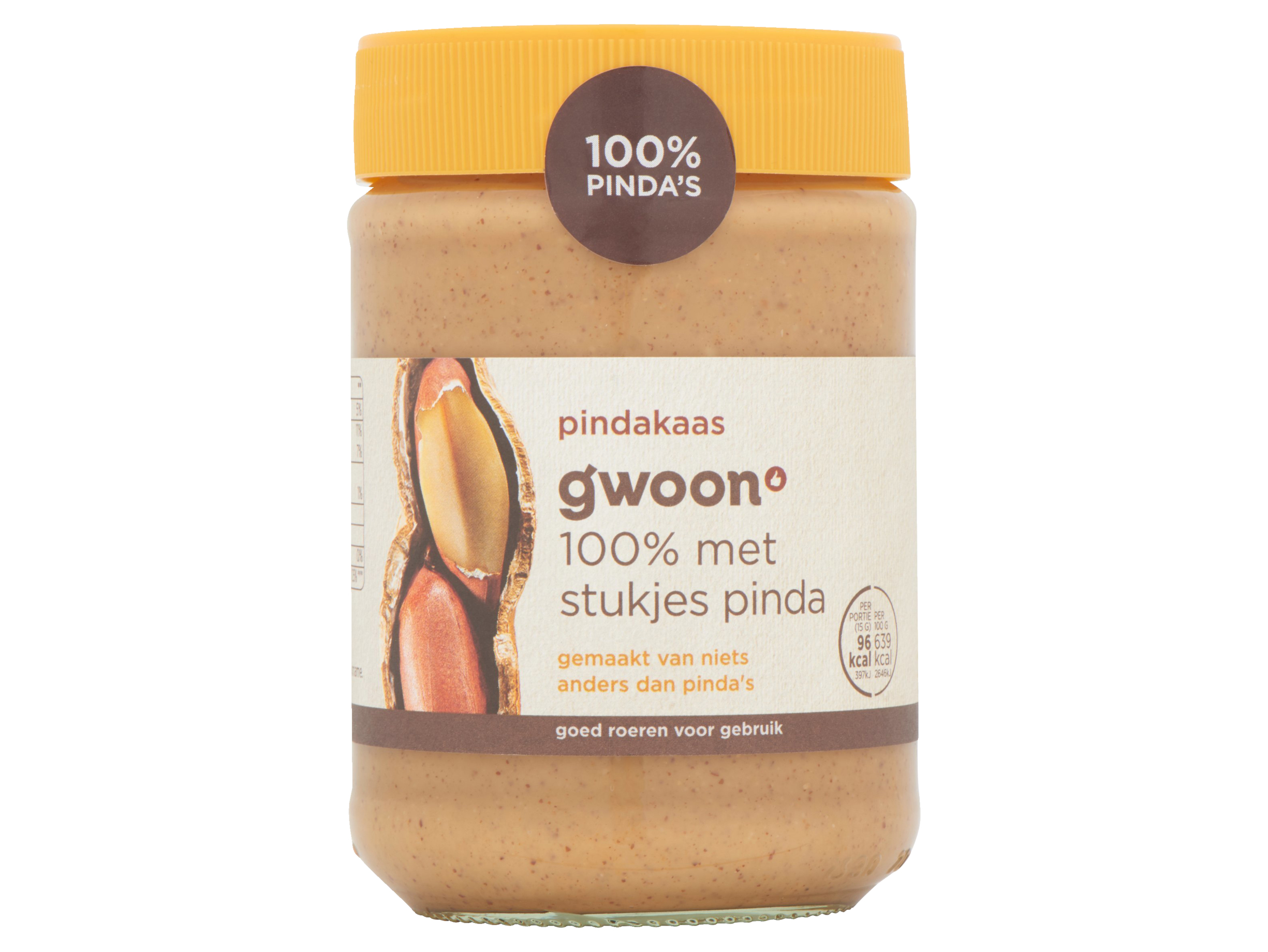 Pindakaas 100% met stukjes pinda
