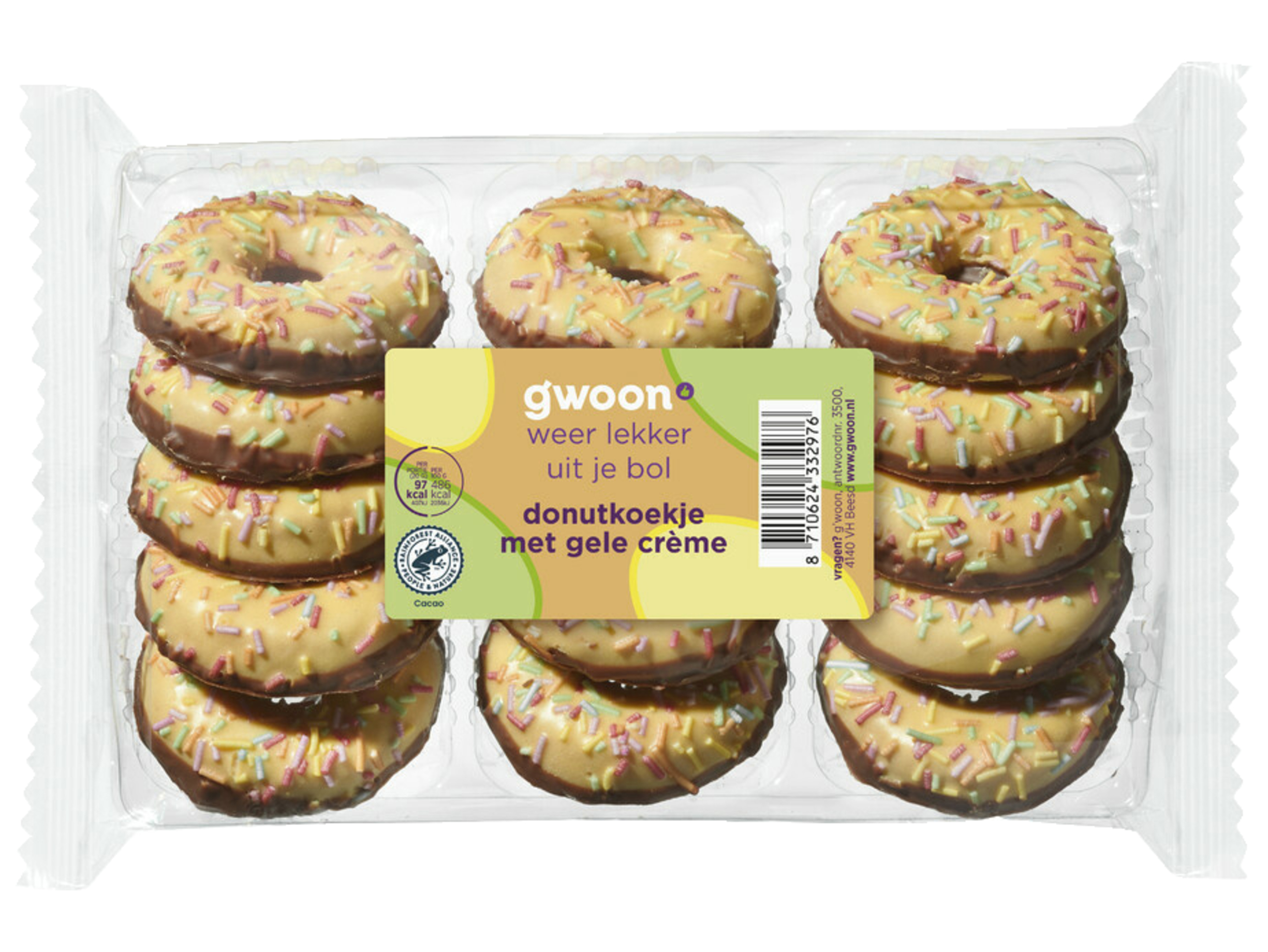 Donutkoekje gele crème