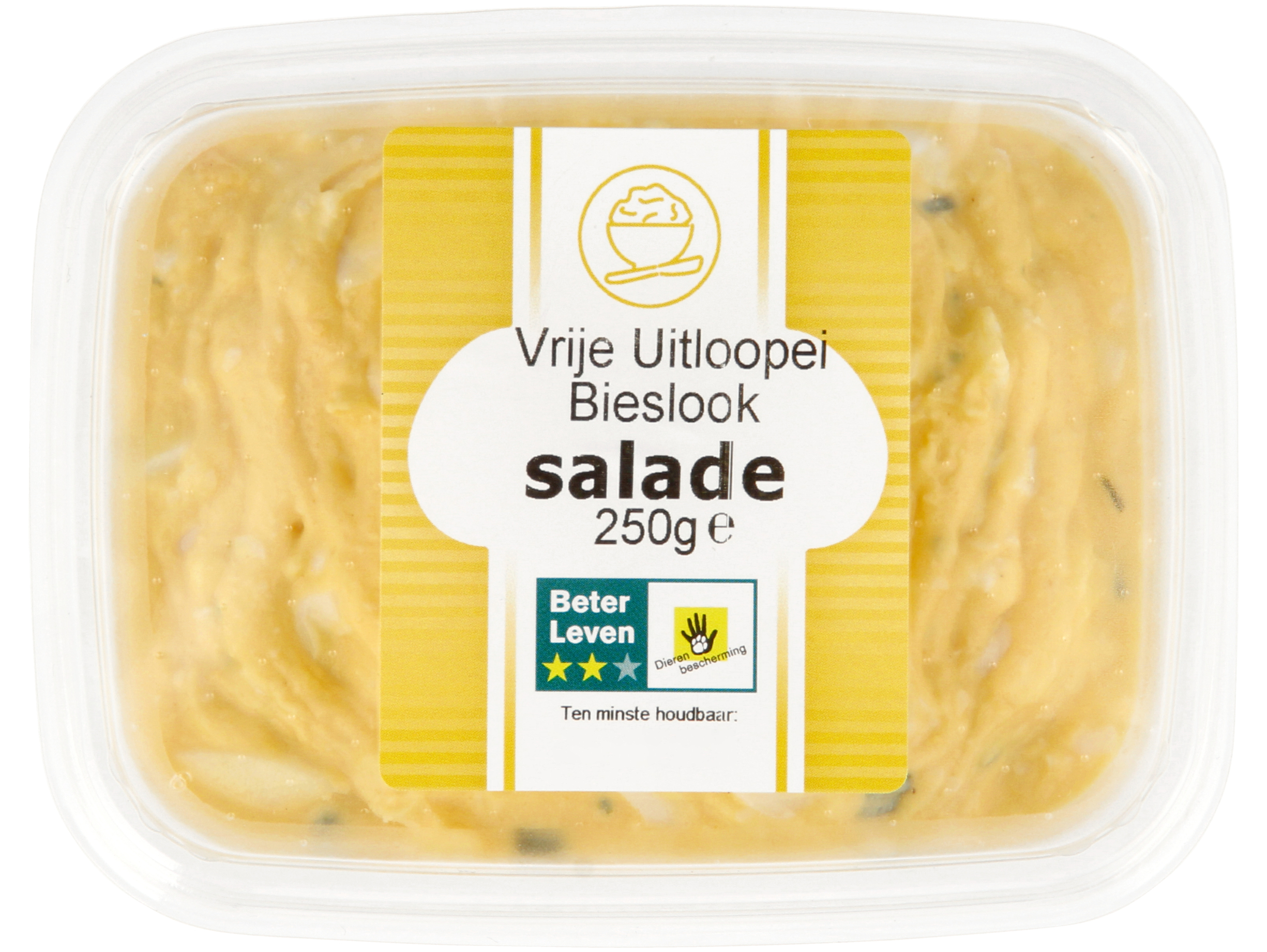 Vrije uitloopei bieslook salade