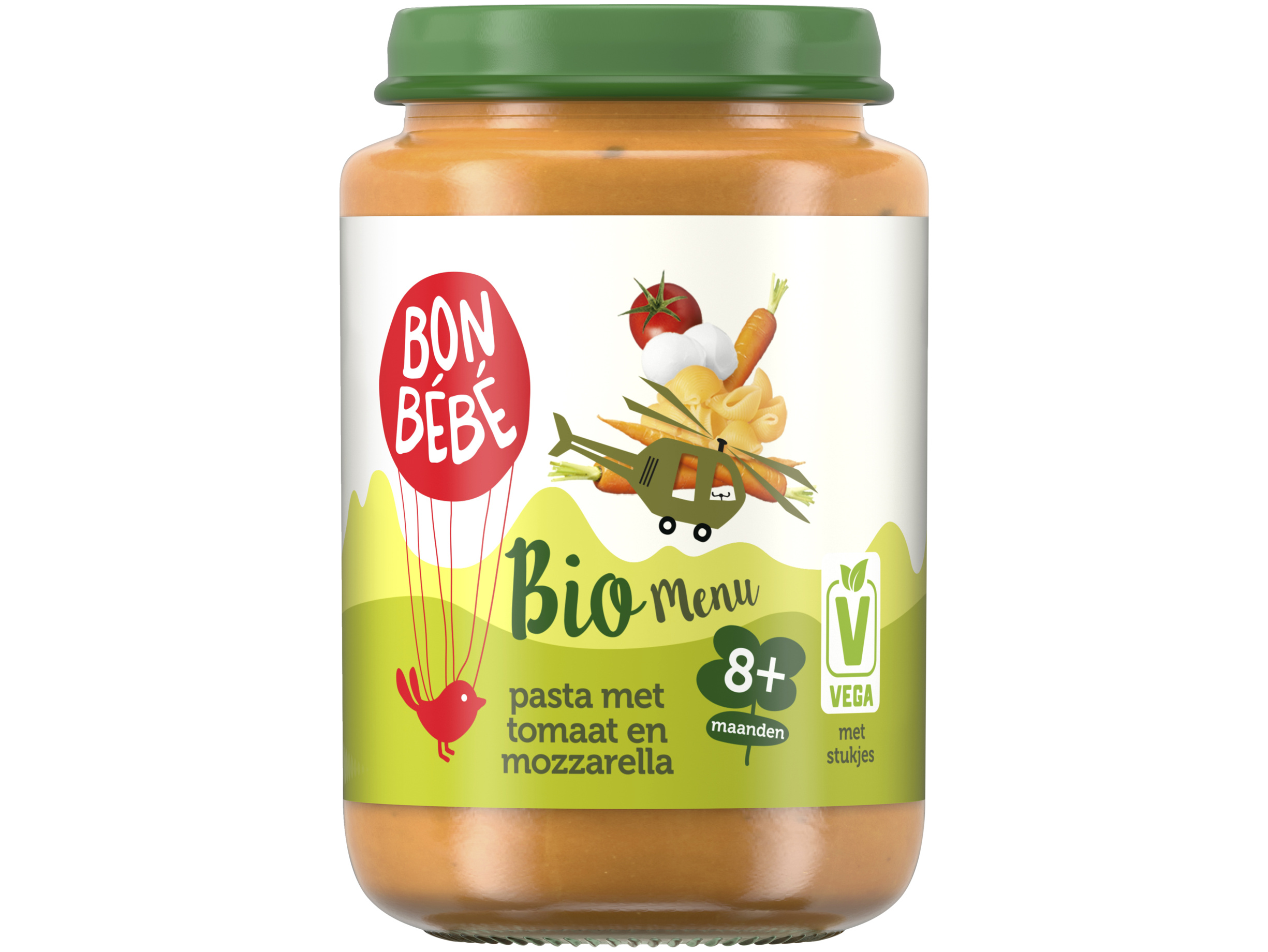 Pasta met tomaat mozzarella 8+ maanden