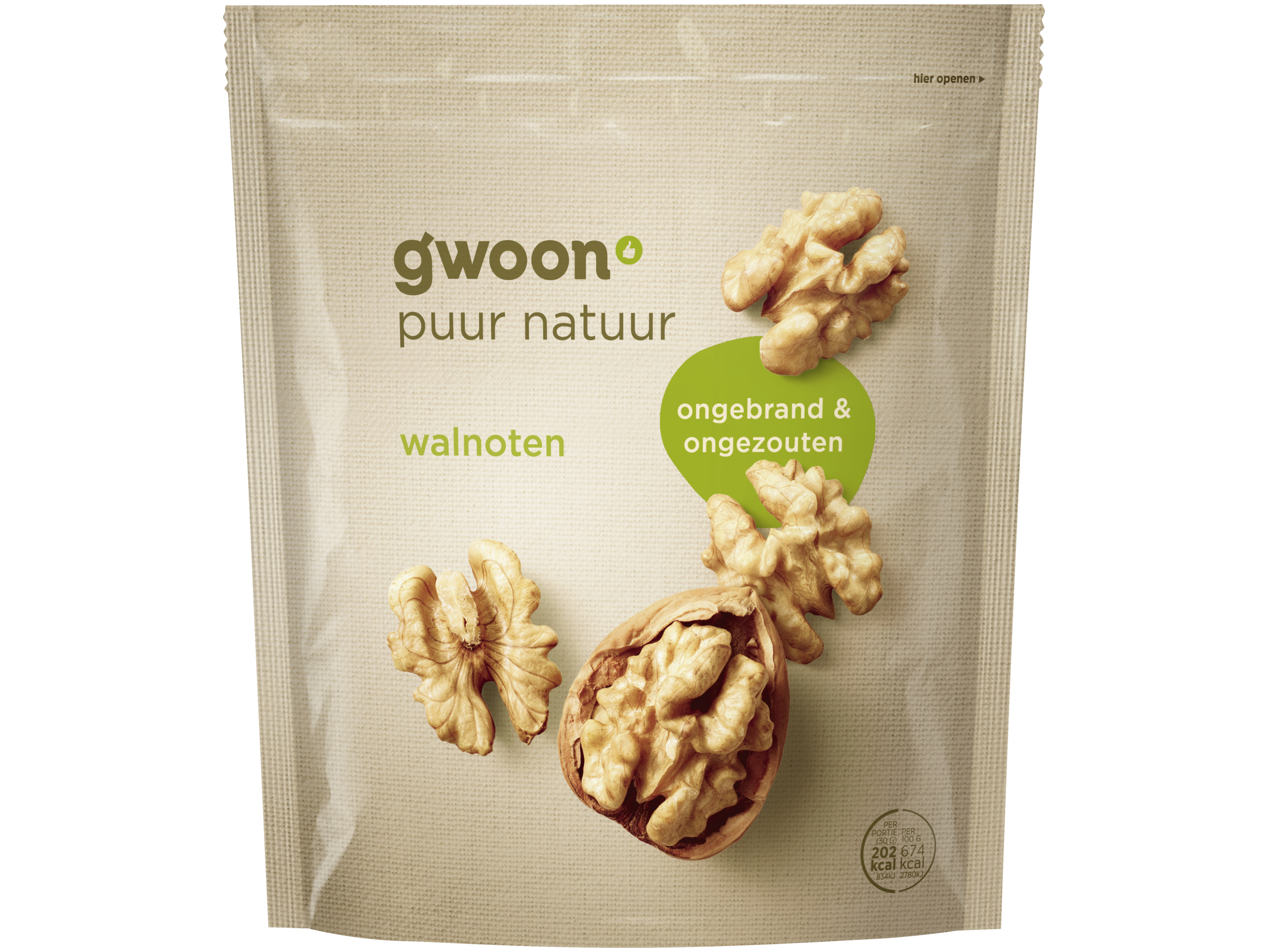 Walnoten ongebrand