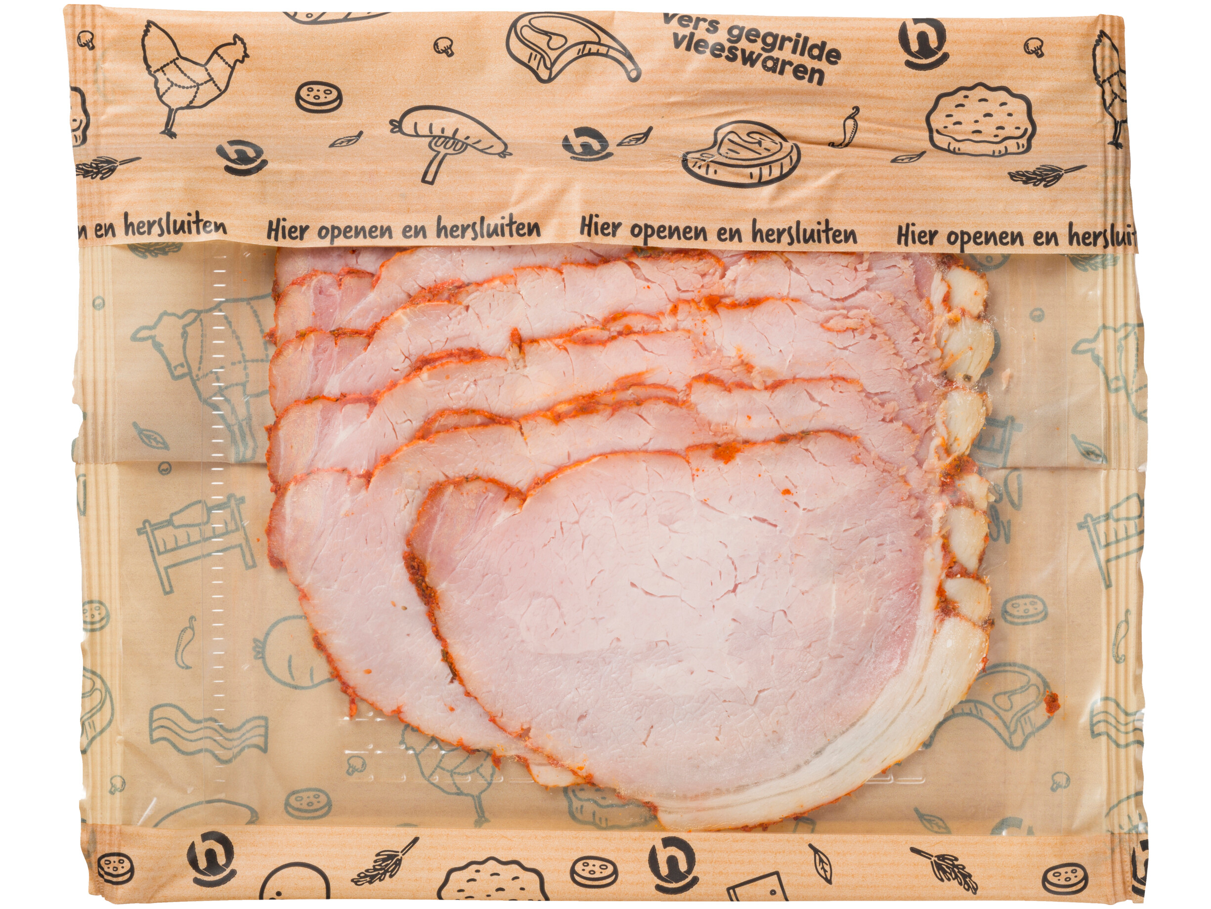 Gegrilde bacon gesneden