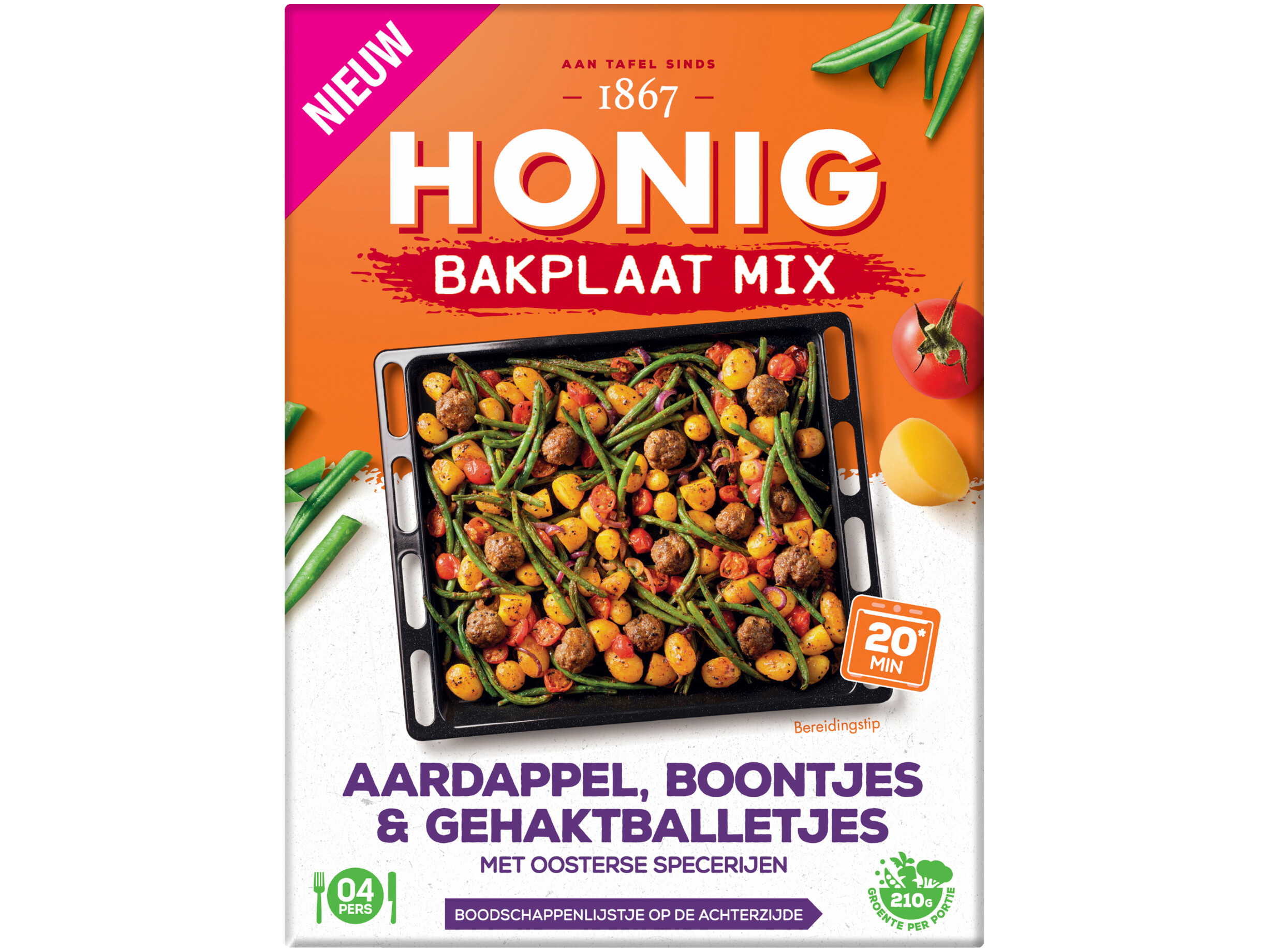 Bakplaat mix boontjes & gehaktballetjes