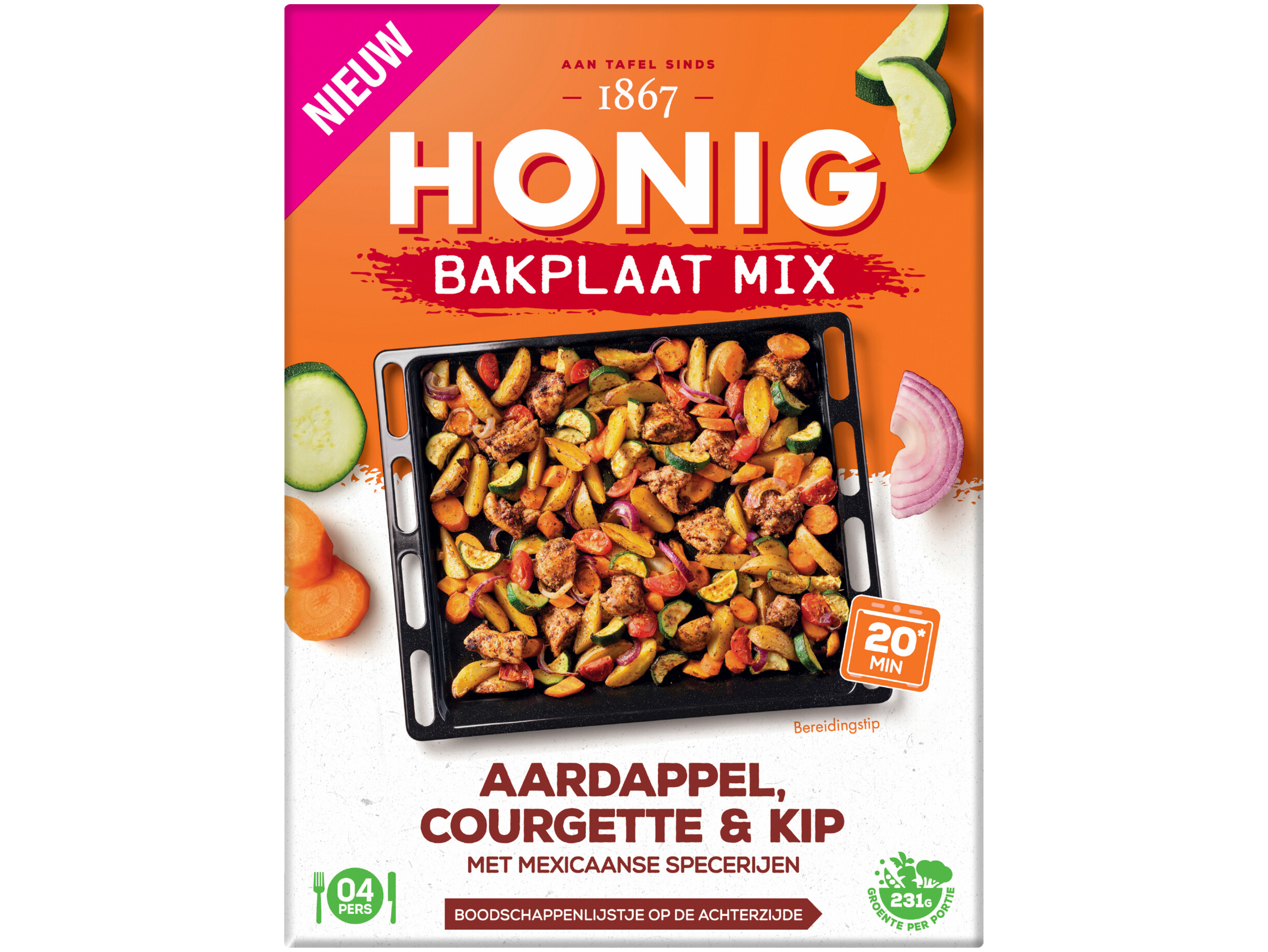 Bakplaat mix courgette & kip
