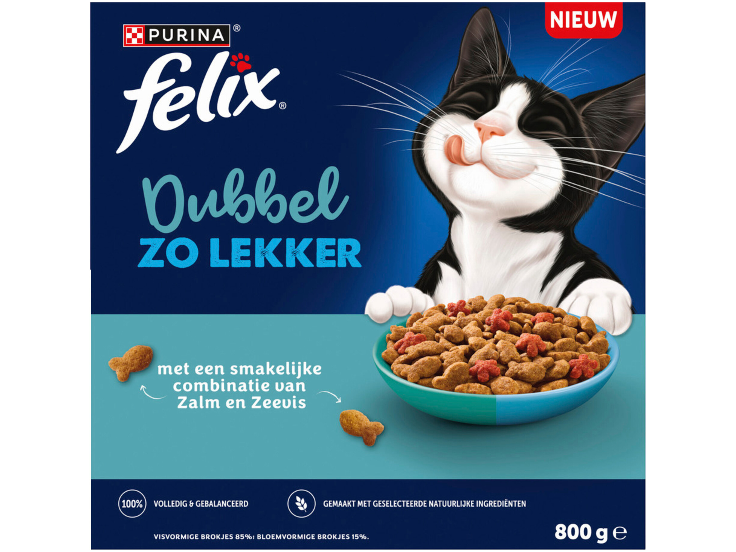 Kattenbrokken zalm, zeevis en rode biet