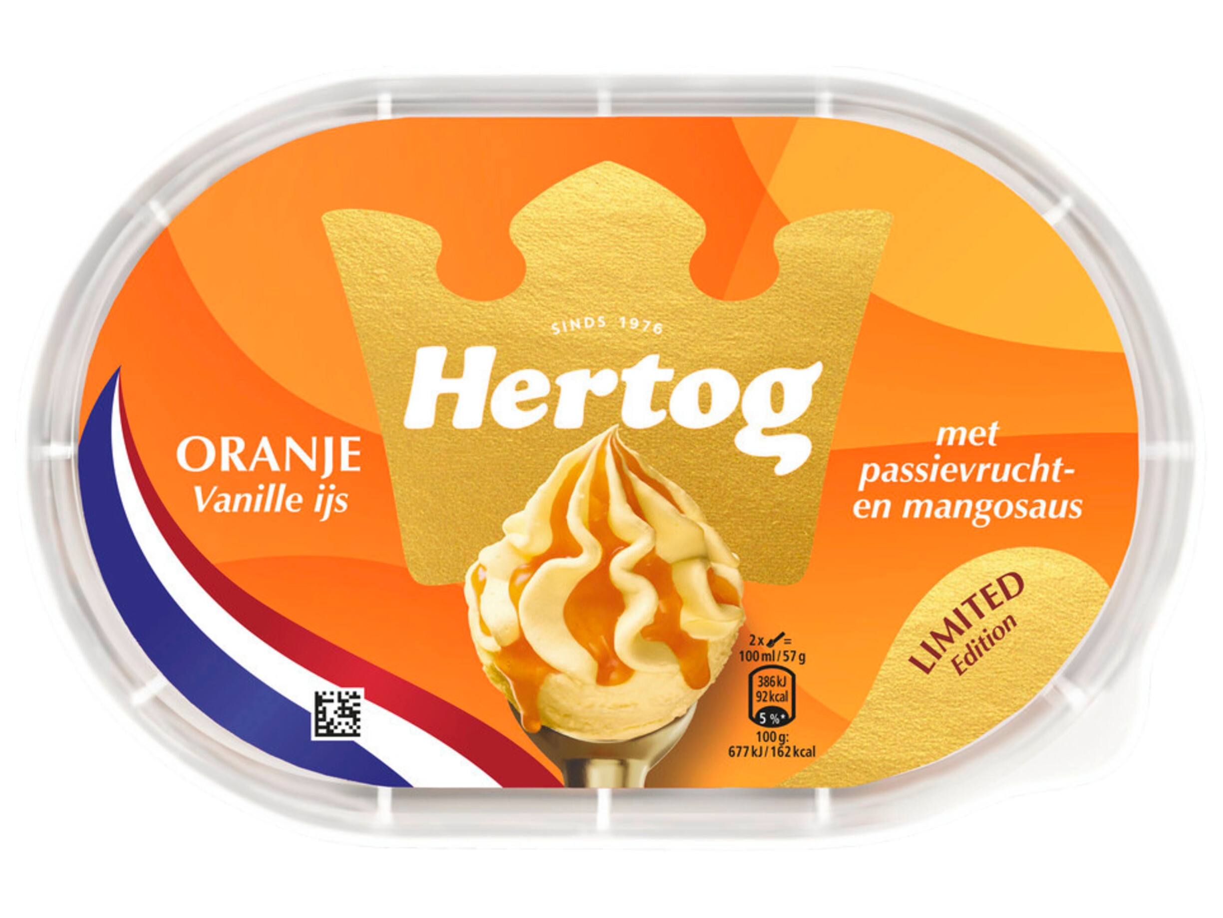 Oranje vanille ijs