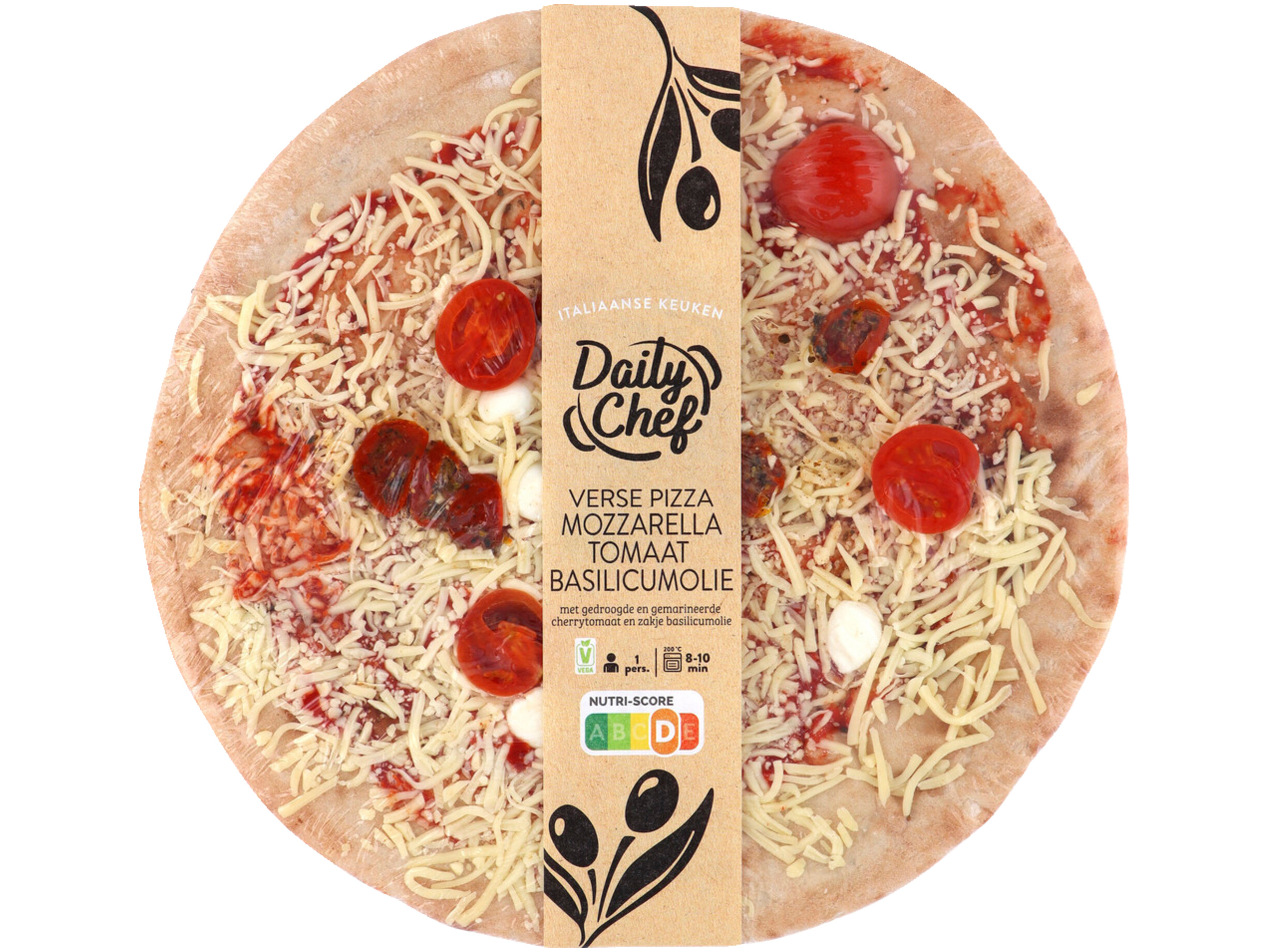 Pizza mozzarella tomaat en basilicum